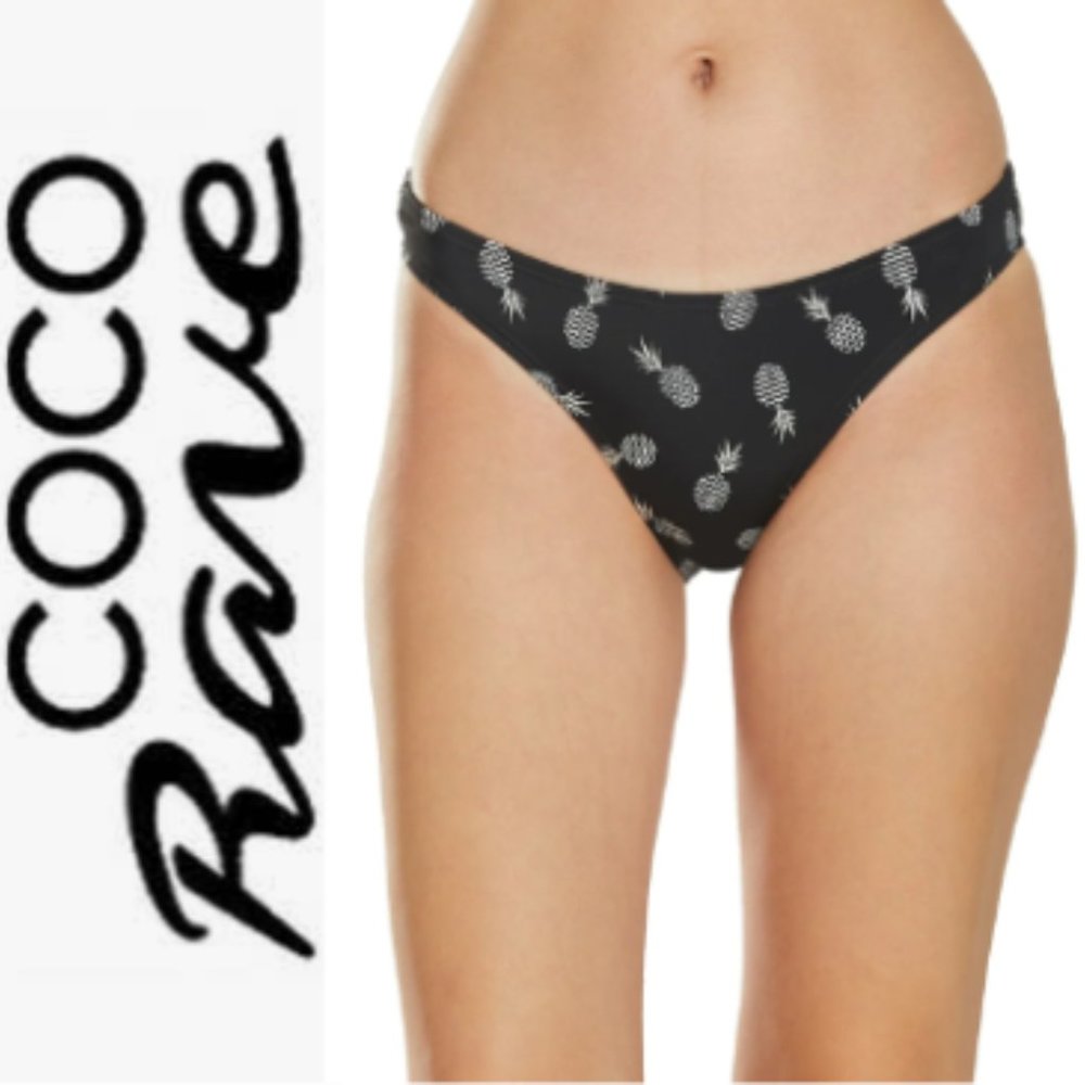 🎉HP🎉 COCO RAVE Women's Sz L Black Bikini Bottom Swimsuit w Metallic Pineapples